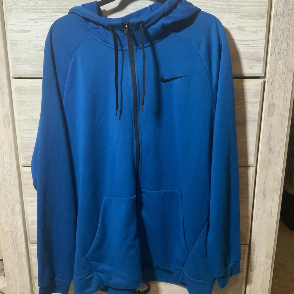 Nike Dri-FIT Royal Blue Full Zip Up Hoodie Sweatshirt Men's Size XL